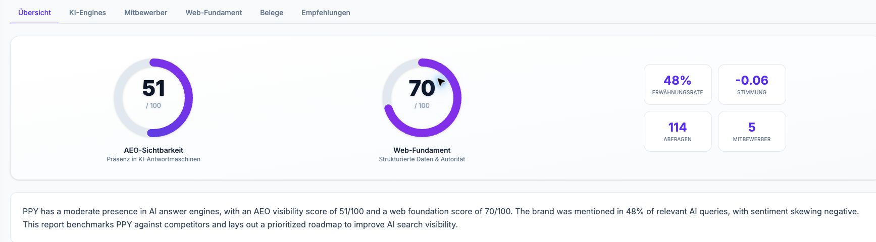 PPY AI visibility analysis