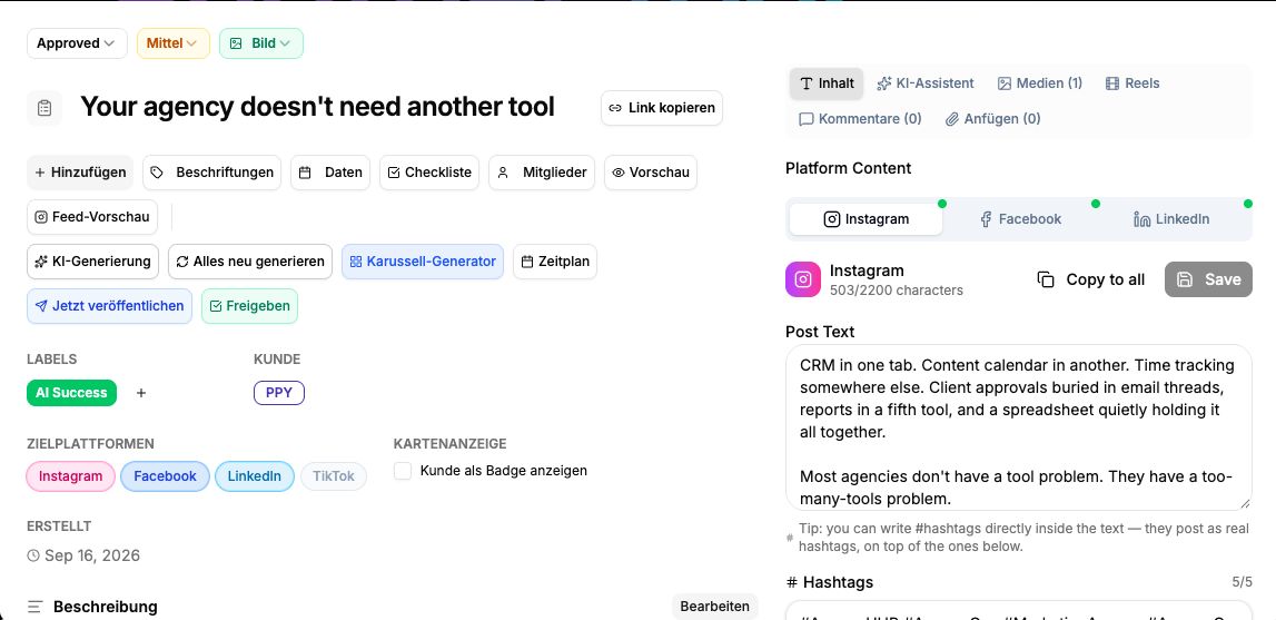 Post editor with platform variants